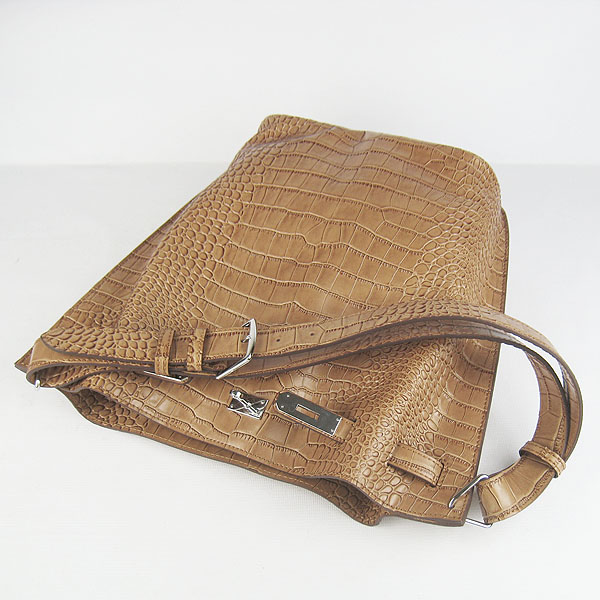 Replica Hermes Jypsiere 34 Togo Crocodile Leather Messenger Bag Light Coffee H2804 - 1:1 Copy